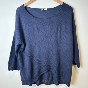Moth Navy Lightweight Knit Sweater with layered details & Lagenlook boxy fit